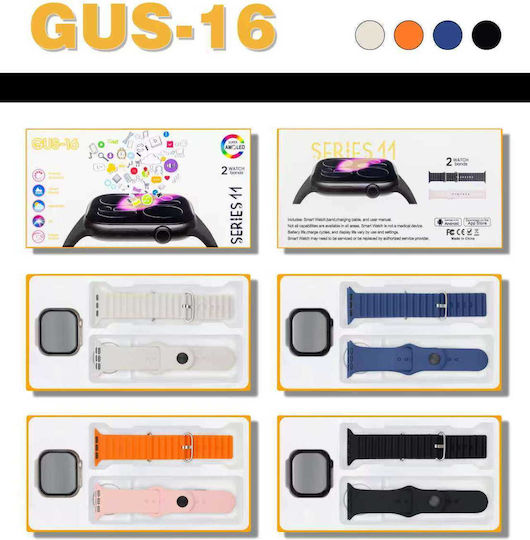 GUS-16 Smartwatch with Heart Rate Monitor (Black)