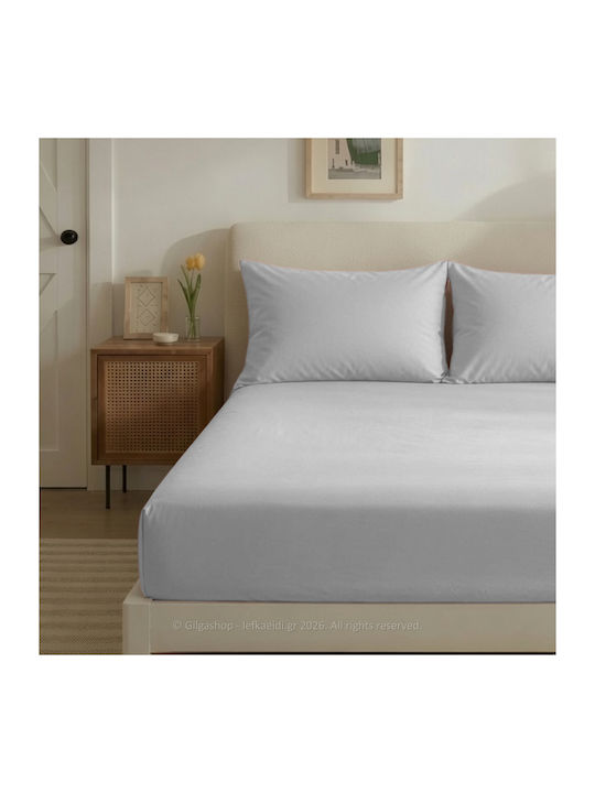 Casa Colori Bettlaken Super-Doppel mit Gummiband 160x200+30cm. Gray