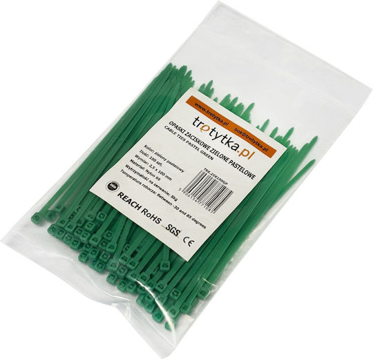 Tretytka Plastik Kabelbinder 100mmx2.5mm in Grün Farbe (1 Stück)