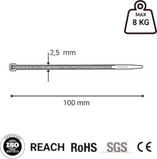 Tretytka Legături Cablu Din Plastic 100mmx2.5mm În Culoare Roz (100 Buc)