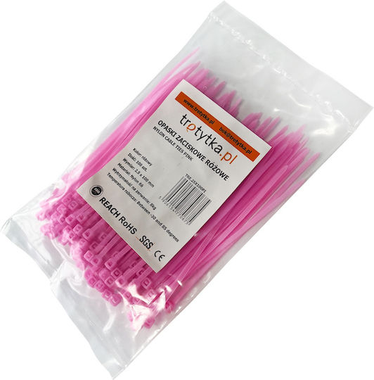 Tretytka Legături Cablu Din Plastic 100mmx2.5mm În Culoare Roz (100 Buc)