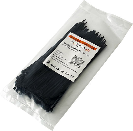 Tretytka Plastik Kabelbinder 150mmx2.5mm in Schwarz Farbe (100Stück)