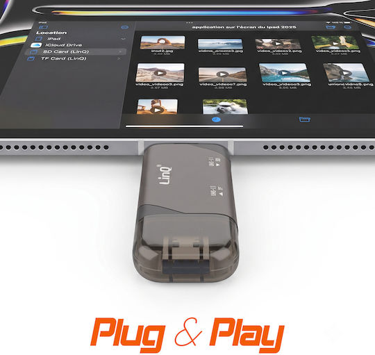 Linq Kartenleser SD microSD Hochgeschwindigkeits USB-C USB-A 5 Gbps Graue