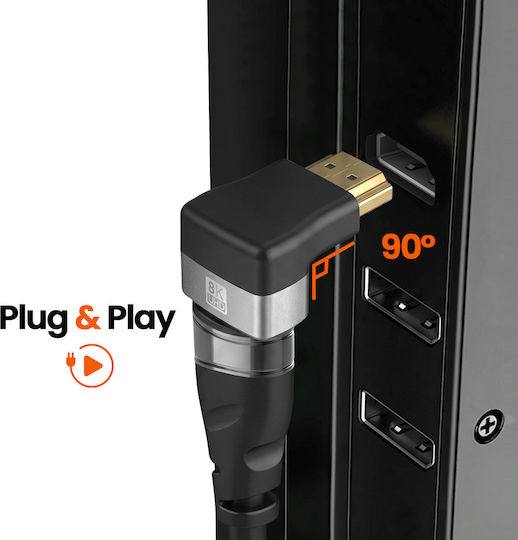 Linq Video Konverter HDMI Zu HDMI 90° Geknickt 8K Ultra HD Auflösung Graue