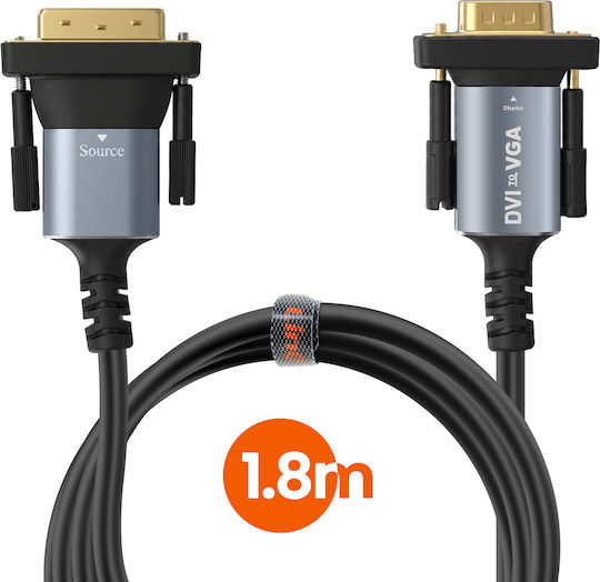 Linq Cable Adapter Video Dvi To Vga 1.8m Full Hd 1080p Resolution Black