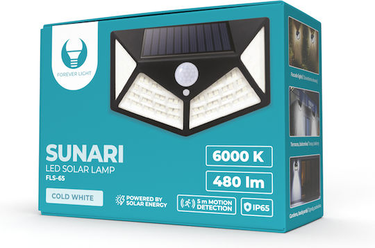 Forever Light Соларно Осветително Тяло 6W 480lm Студено Бяло 6000K с Сензор На Движение