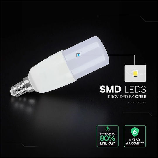 V-TAC Lampă LED 7.5W 100mm pentru Dulie E14 și Formă T37 Alb Rece 660lm