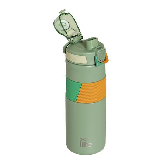 Ecolife Recycelbare Thermosflasche Rostfreier Stahl BPA-frei 500ml Grüne mit Handgriff