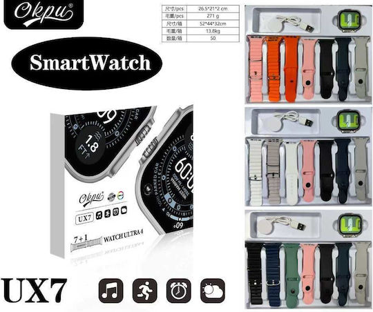 UX7 With 7 Straps Smartwatch (Orange)
