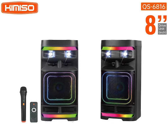 Kimiso Karaoke Lautsprecher mit Kabellosem Mikrofon und Lichteffekten QS-6816 260455 Schwarz
