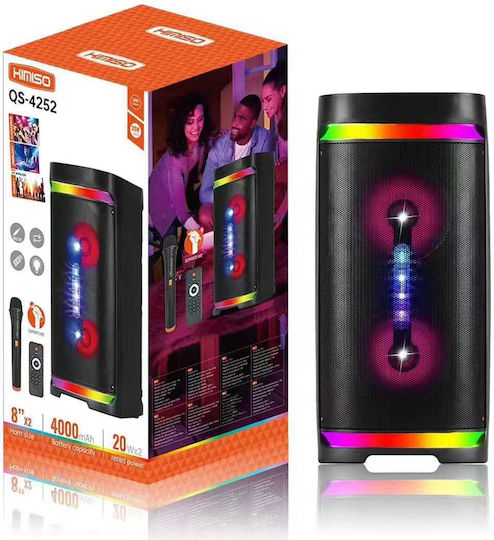 Kimiso Karaoke Lautsprecher mit Kabellosem Mikrofon und Lichteffekten QS-4252 260462 Schwarz