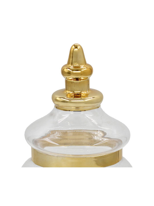 Keskor Glass Sweet Jar with Lid 15x15x29cm Gold