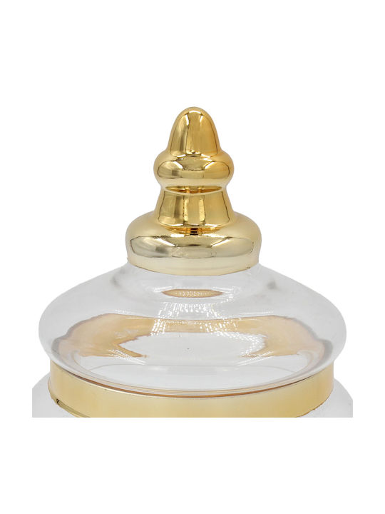 Keskor Sweet Jar Glass with Lid 14x14x20cm Gold
