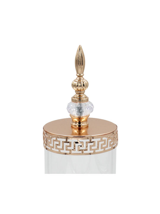 Keskor Glass Sweet Jar with Lid 12.5x12.5x35cm Gold