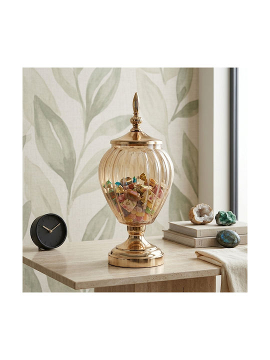 Keskor Glass Sweet Jar with Lid 16x16x33cm Gold