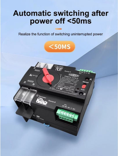 Two-Pole Changeover Rail Switch WiFi 230V 63A
