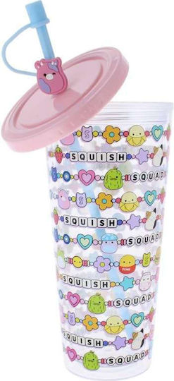 Thumbs Up Squishmallows Ποτήρι Κοκτέιλ/Ποτού από Γυαλί με Καλαμάκι 700ml