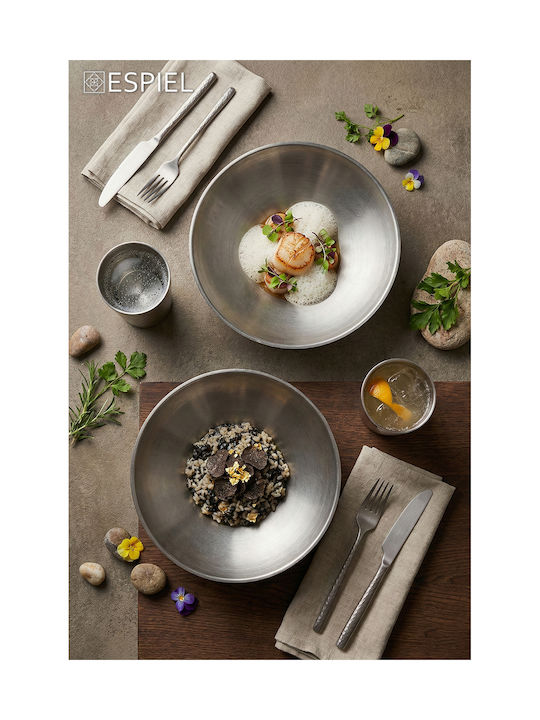 Espiel Antique Serving Bowl Round Inox Grey with Diameter 24cm 2 Pieces