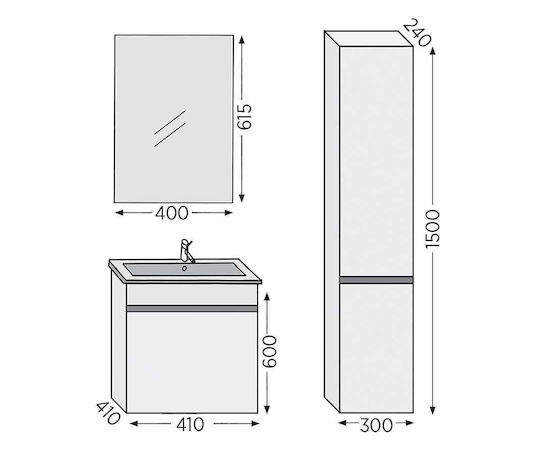 Furnibath Toledo 40 Πάγκος χωρίς Νιπτήρα με Καθρέπτη Μ41xΒ60xΥ34cm White