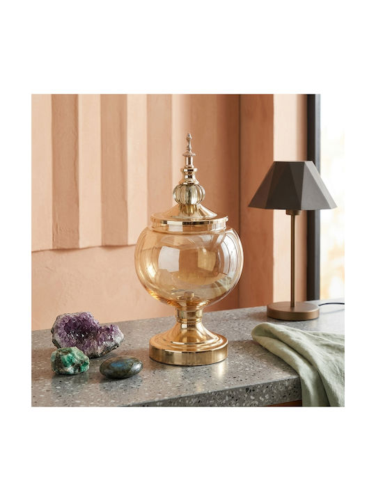 Keskor Sweet Jar Glass with Lid 16.5x16.5x34cm Gold