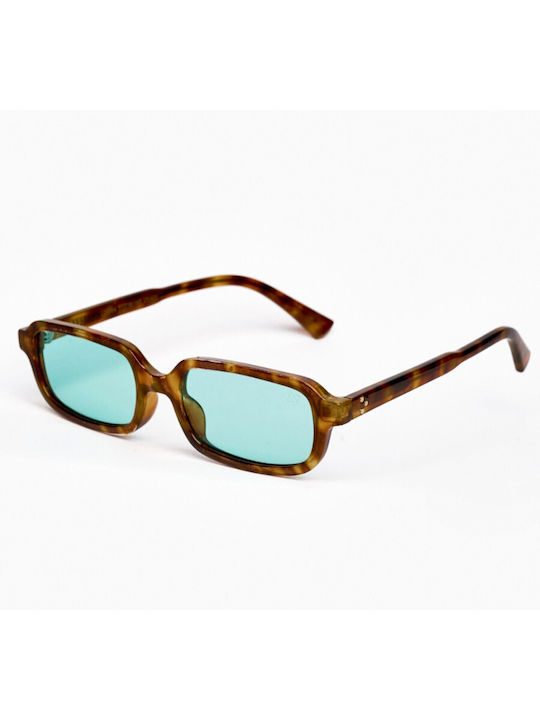 AV Sunglasses Logan Unisex Sunglasses with Brown Horn-Rimmed Frame and Brown Lens 125-Honey/Green