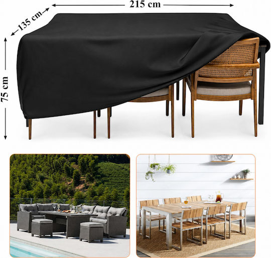 Husă Impermeabilă De Protecție Pentru Sala De Mese 215x135x75cm În Culoare Neagră