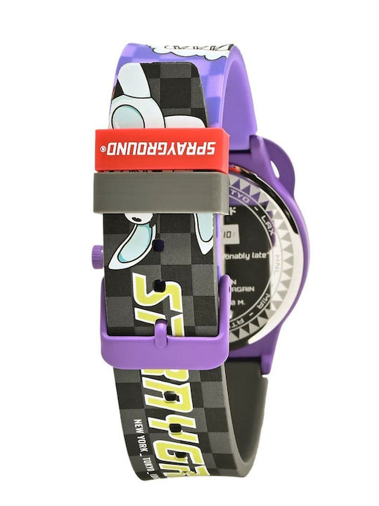 Sprayground Men's Battery Watch with Purple Rubber Strap Sprayground Men's Battery Watch with Purple Rubber Strap