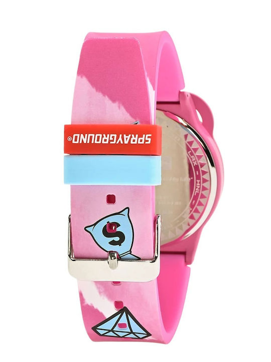 Sprayground Men's Battery Watch with Pink Rubber Strap