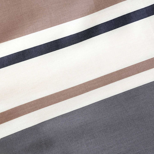 Darymex Σετ Παπλωματοθήκη Βαμβακερή 180x200cm Ημίδιπλη με Μαξιλαροθήκη Γκρι Καφέ