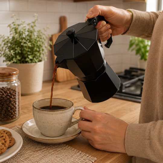 Electric Stovetop Espresso Pot 12 Cups Black