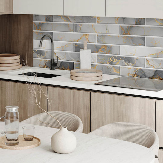 Decorative Vinyl Panel Graphics Kitchen Or Bathroom 100x50 Cm Elegant Marble Design