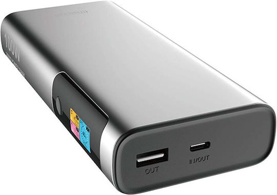 123accu Power Bank 20000mAh 100W cu Port USB-A și Port USB-C Power Delivery Argintiu