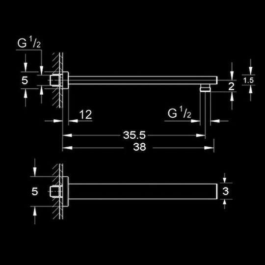 Vinci Cube Ii Σετ Μίκτης & Κεφαλή Ντουζ Εντοιχισμού για Ντουζιέρα Ασημί
