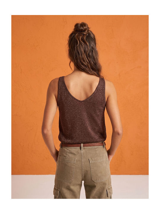 Women's Sleeveless Blouse Chocolate 26671-Chocolate