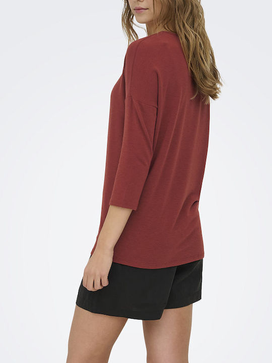 Damen Bluse mit 3/4 Ärmel Orange