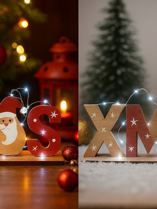 Weihnachtliche Beleuchtete Dekofigur Weiß Batterie 21,5x8,5x4cm