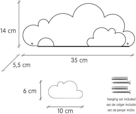 Kids Wall Mount White Shelf