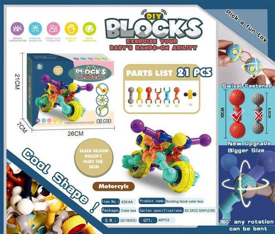Construction Toy Plastic Motorcycle for Children 3+ Years