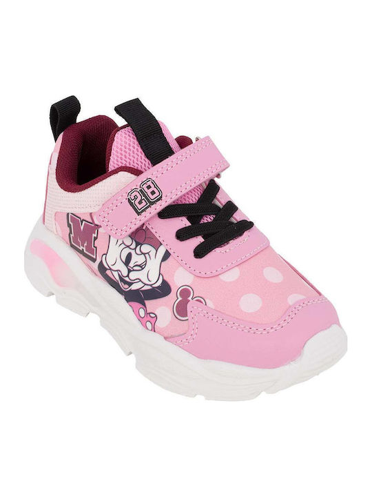 Kids Sneakers with Hook & Loop Closure & Lights Pink