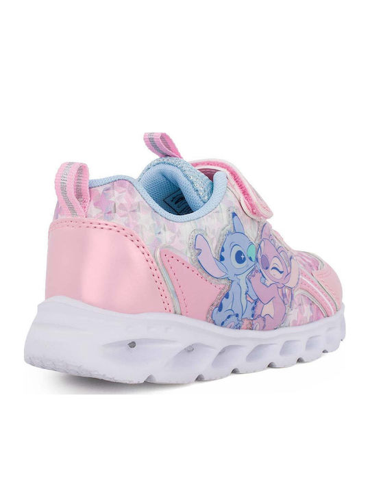Kids Sneakers with Hook & Loop Closure & Lights Pink