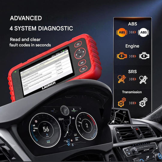 Launch Crp123x Elite V3.0 Tester de diagnostic auto profesional Scanner OBD2 Android 8.1 Ecran tactil de 5 inci 4 sisteme ECU Diagnostic 7 funcții de resetare service Epb Dpf Bms Sas Oil Citire Vin WiFi