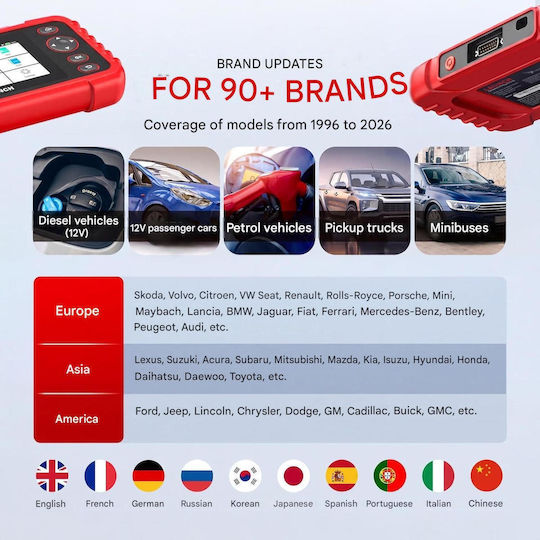 Launch Crp123x Elite V3.0 Tester de diagnostic auto profesional Scanner OBD2 Android 8.1 Ecran tactil de 5 inci 4 sisteme ECU Diagnostic 7 funcții de resetare service Epb Dpf Bms Sas Oil Citire Vin WiFi