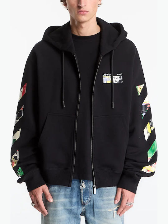Off White Cardigan With Hood Black