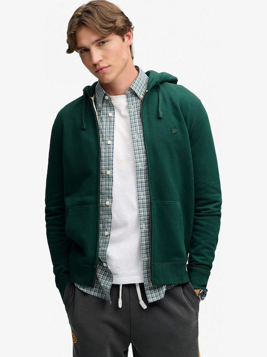 Superdry Varsity Ζακέτα Varsity Green με Κουκούλα