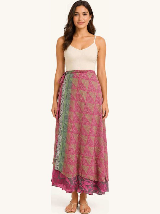 Fustă Maxi Floral Roz