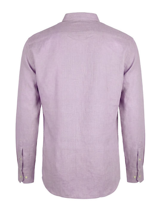 Long Sleeve Linen Shirt in Regular Fit Lilac