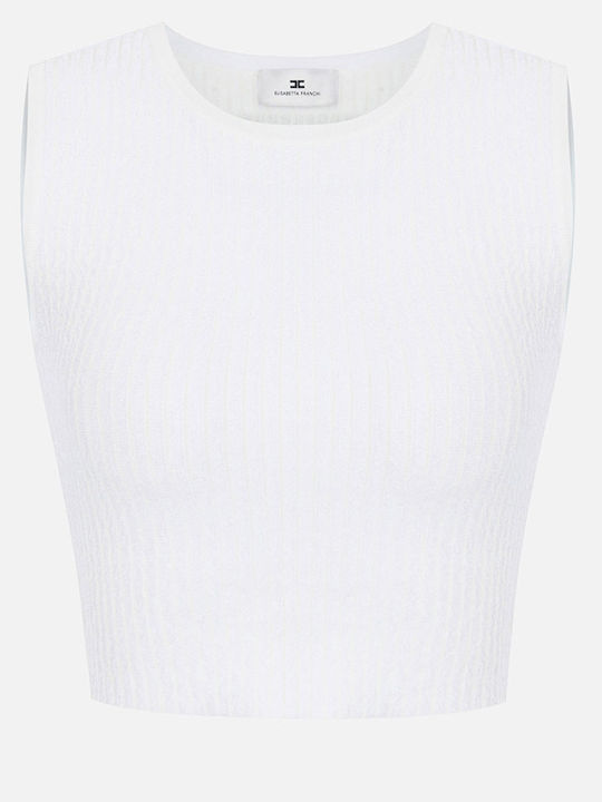 Damen Crop Top Ärmellos Weiß