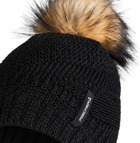 Beanie Damen Fleece Strickmütze in Schwarz