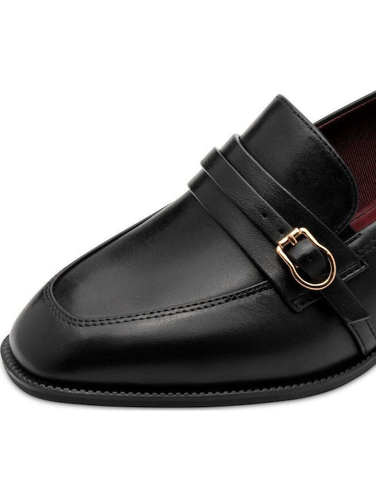 Leder Spitze Zehe Pumps mit Niedrigem Absatz Schwarz