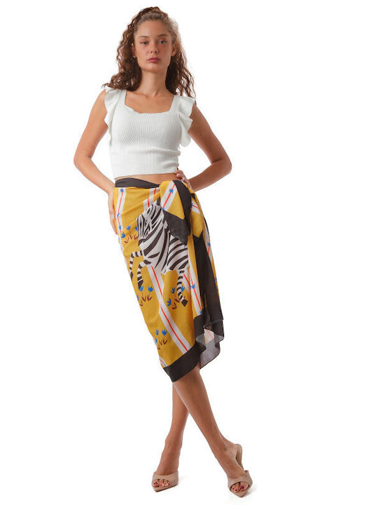 Жълто Midi Парео Животински Принт